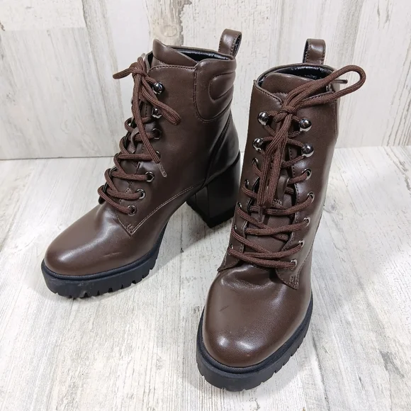 NEW Aerosoles Women's Esen Combat/Fashion Comfortable Brown Ankle Boots #765